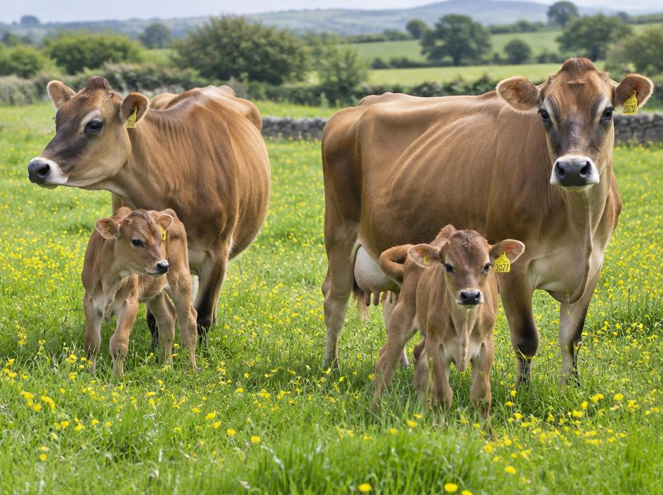 Jersey Cow with calf at foots (3)